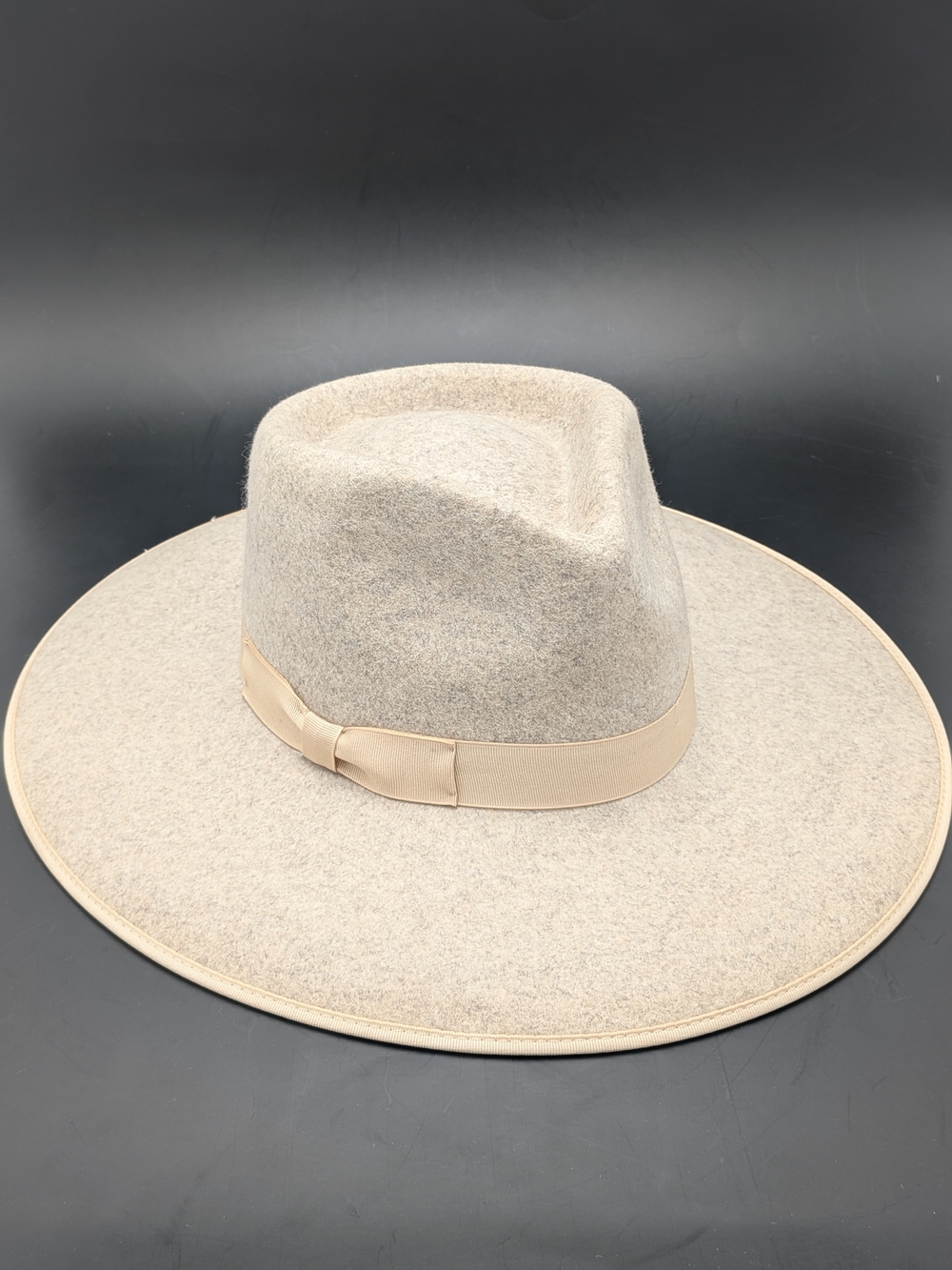 Lack Of Color Wide Brim Wool Fedora Rancher In Heather Gray Oatmeal Sz S/55